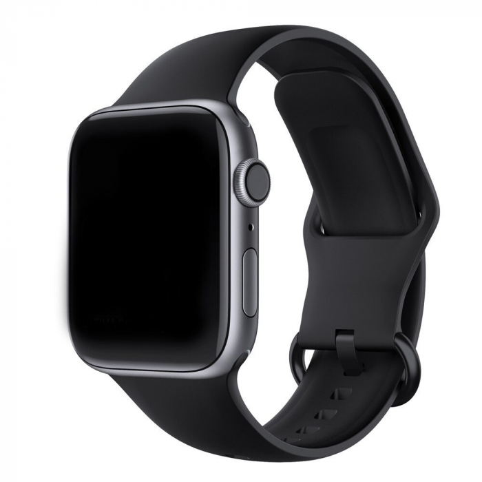 Curea cu catarama compatibil Apple Watch 1 2 3 4 5 6 , Sport, Silicon, 38mm , negru [2]