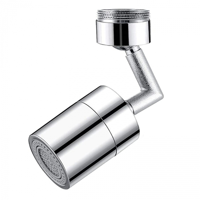 Adaptor universal atasabil la robinet pivotant cu cot rotire 720 , functie economizor filtrare antistropire , Dimensiune M22 mama cu adaptor M23 tata, Argintiu [1]
