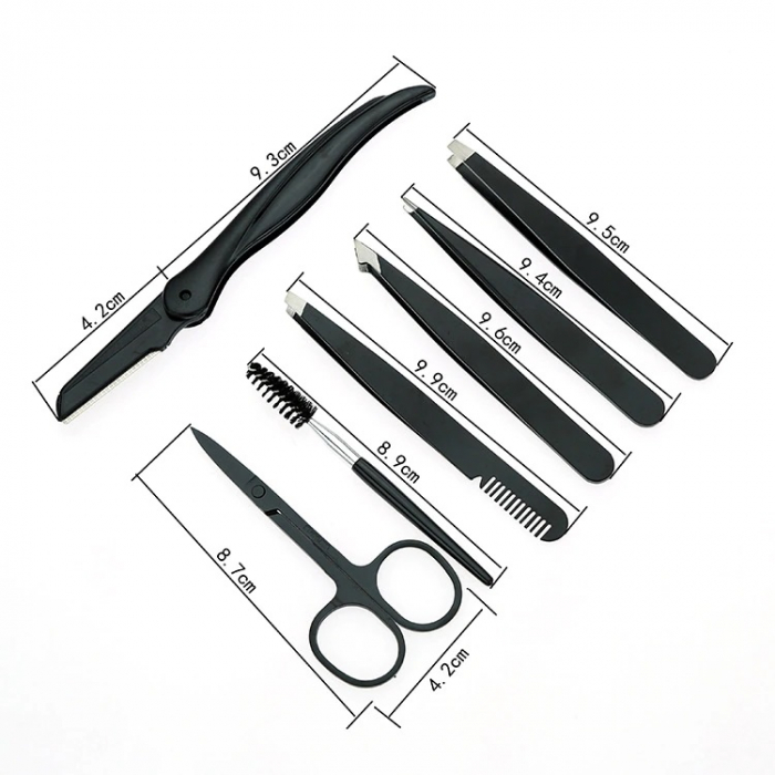 Set de ingrijire pentru sprancene , 7 Accesorii, Husa depozitare, Negru [2]