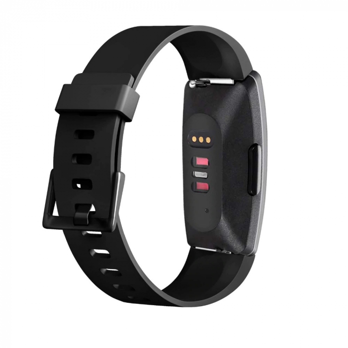 Bratara din silicon compatibil Fitbit Inspire / HR - Negru - L , Quick Release [4]