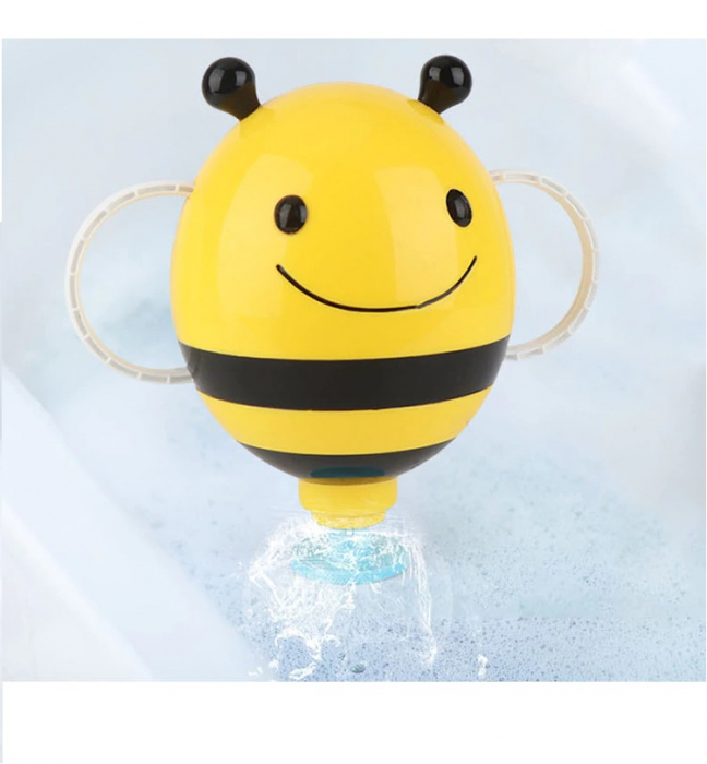 Fantana cu apa Albinuta Gigant jucarie de baie pentru bebe, Galbena 23 cm, +18 luni [4]
