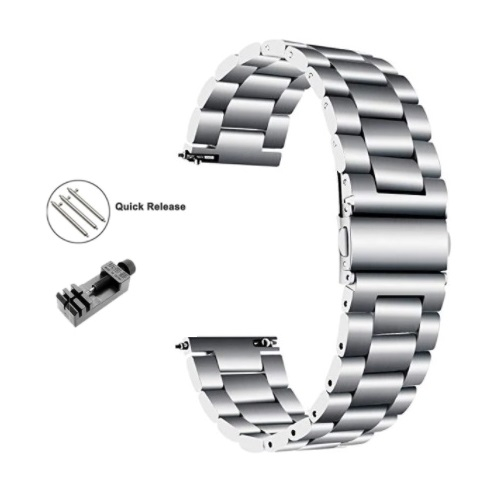 Curea compatibila Samsung Gear S3 / Galaxy 22mm , Huawei GT 2 (46mm), din otel inoxidabil cu sistem Quick release smartwatch , Argintiu / Silver [2]