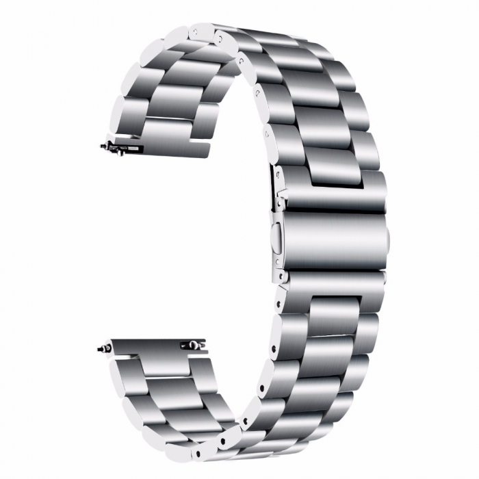Curea compatibila Samsung Gear S3 / Galaxy 22mm , Huawei GT 2 (46mm), din otel inoxidabil cu sistem Quick release smartwatch , Argintiu / Silver [1]
