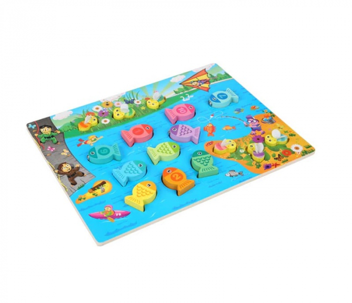 Plansa de pescuit cu magnet, jucarie montessori cu pesti si undita, Multicolor, +3 ani [2]