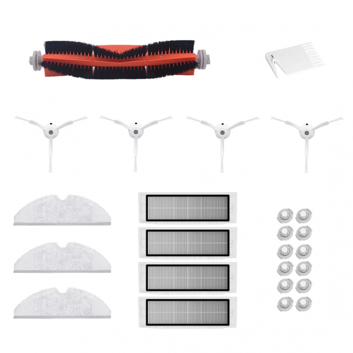 Kit accesorii Xiaomi Roborock S50 S51 S55 S60 S5 Max Vacuum 2 - Perie centrala + 4 Filtre + 4 Perii laterale + 3 Lavete + 12 duze [1]