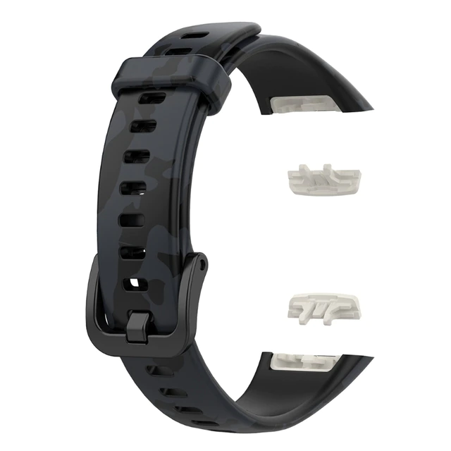 Curea silicon compatibila Huawei Band 6/ Honour Band 6 Smartwatch, Quick Release, Negru Camuflaj [1]
