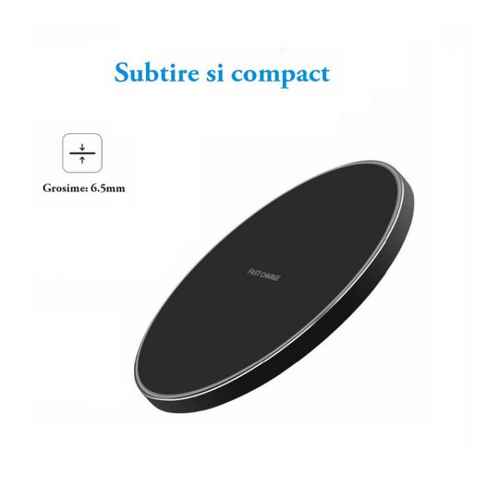 Incarcator wireless QI ultra slim 10W Quick Charger negru [4]