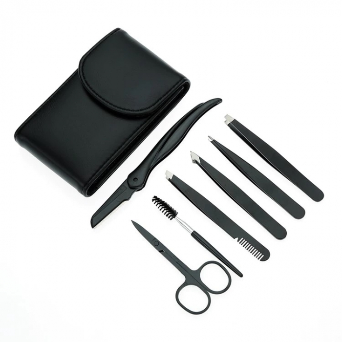 Set de ingrijire pentru sprancene , 7 Accesorii, Husa depozitare, Negru [3]