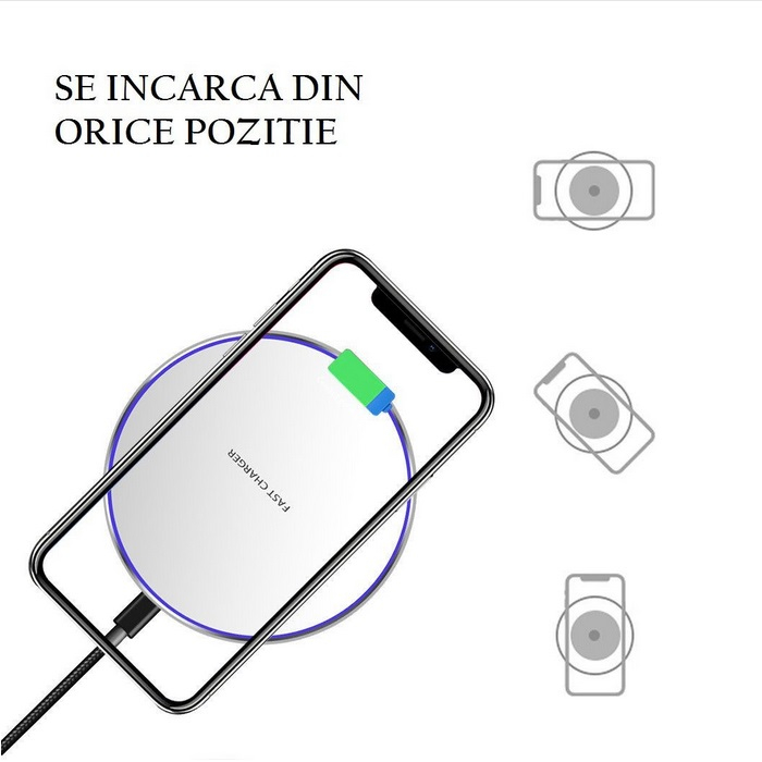 Incarcator wireless QI ultra slim 10W Quick Charger negru [5]