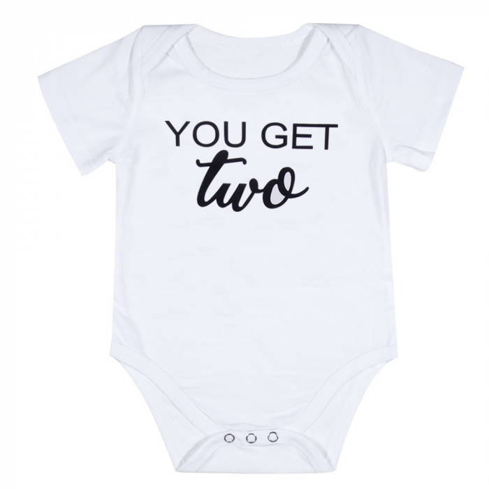 Body pentru Gemeni, 0-3 luni, Nou nascut, Newborn,  Body din Bumbac, Alb, 2 bucati [4]