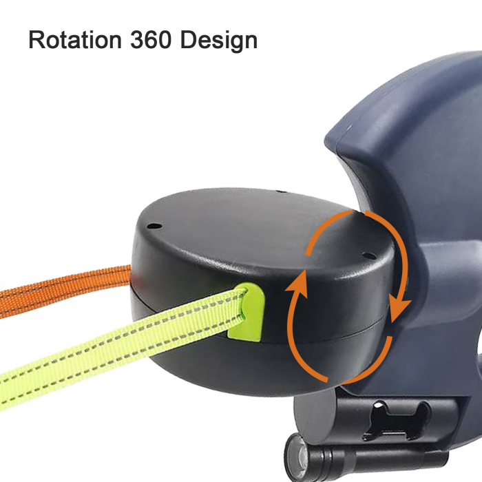 Lesa dubla retractabila cu lanterna si suport de pungi, rotire 360 de grade, 3m, din Nailon, multicolor [1]