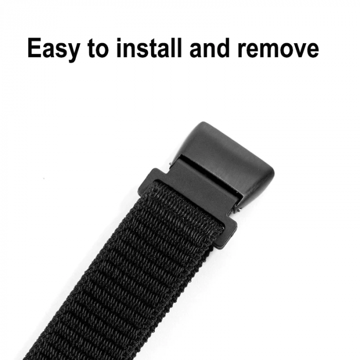 Curea din material textil cu arici compatibila Huawei Band 6/ Honour Band 6 Smartwatch, Quick Release, Negru [5]