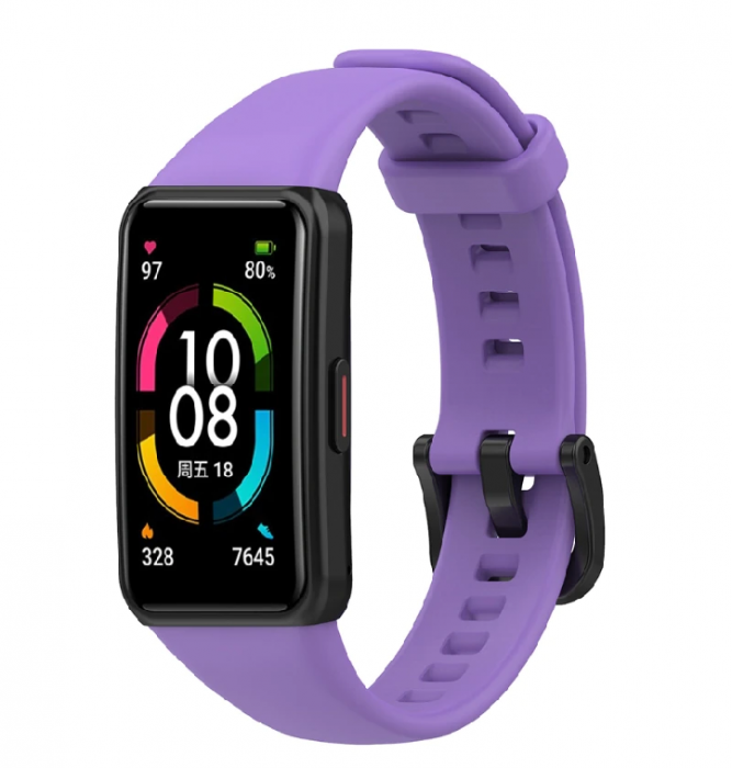 Curea silicon compatibila Huawei Band 6/ Honour Band 6 Smartwatch, Quick Release, Mov [2]
