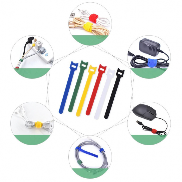 Set 50 banda cu arici Velcro 15cm x 1.2 cm , benzi cu arici multicolore [5]