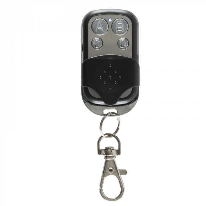 Telecomanda universala cu invatare, placa frontala din metal, 4 butoane, cod fix, 433Mhz, pentru poarta electrica, garaj si prize, 12 V, patrata, Negru- Argintiu [4]
