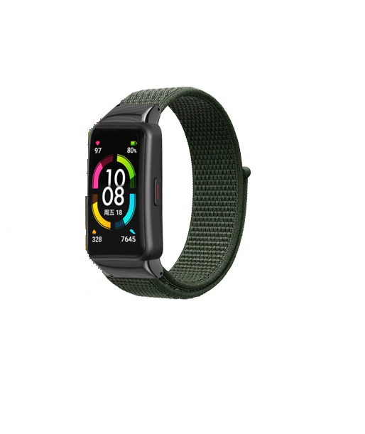 Curea din material textil cu arici compatibila Huawei Band 6/ Honour Band 6 Smartwatch, Quick Release, Verde Army [2]