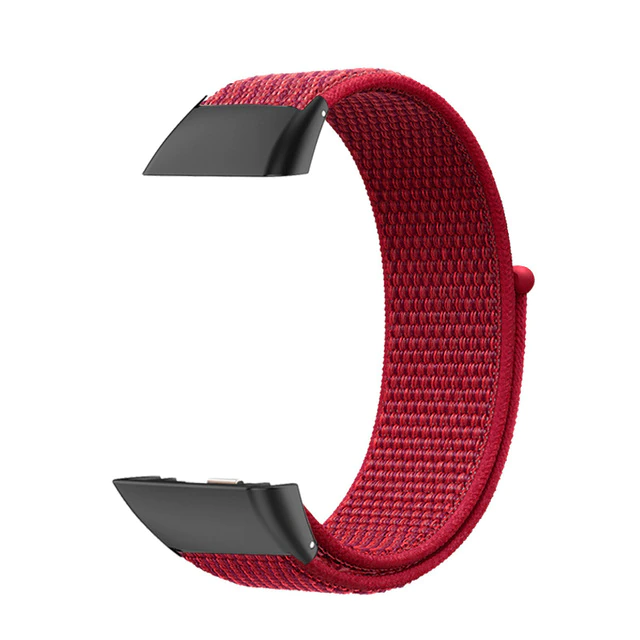 Curea din material textil cu arici compatibila Huawei Band 6/ Honour Band 6 Smartwatch, Quick Release, Rosu [1]