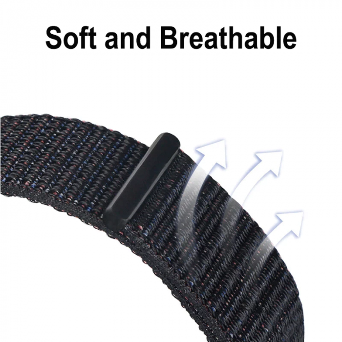 Curea din material textil cu arici compatibila Huawei Band 6/ Honour Band 6 Smartwatch, Quick Release, Negru [4]