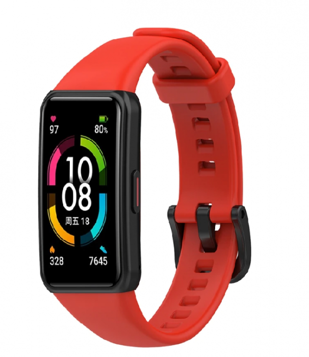 Curea silicon compatibila Huawei Band 6/ Honour Band 6 Smartwatch, Quick Release, Rosu [2]