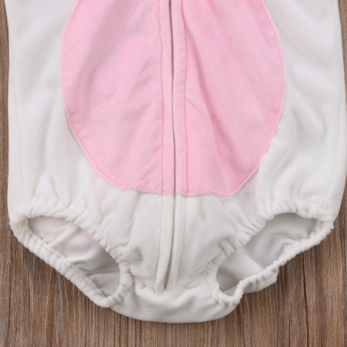 Body 12-18 luni - Unicorn pentru copii cu gluga si codita, alb cu roz [7]