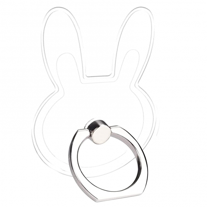 Suport Adeziv Stand universal, pentru spate telefon, tip inel ring pe deget 360 , forma de iepure , Transparent [1]
