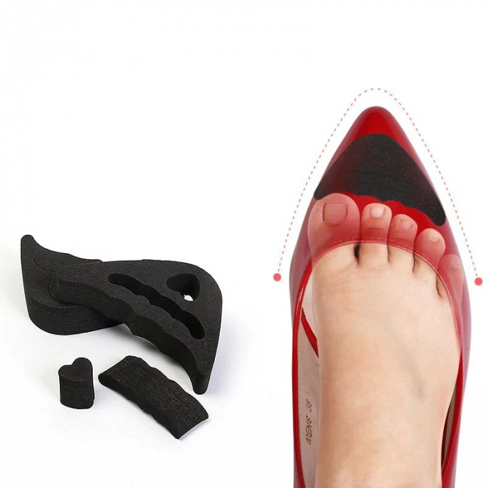 Set 2 Pernite de burete pentru protectia degetelor in pantofi , Branturi reglabile , Micsorare numar pantof , Negru [7]