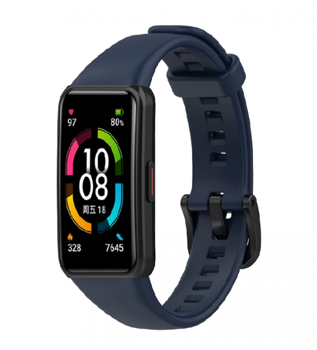 Curea silicon compatibila Huawei Band 6/ Honour Band 6 Smartwatch, Quick Release, Bleumarin [2]