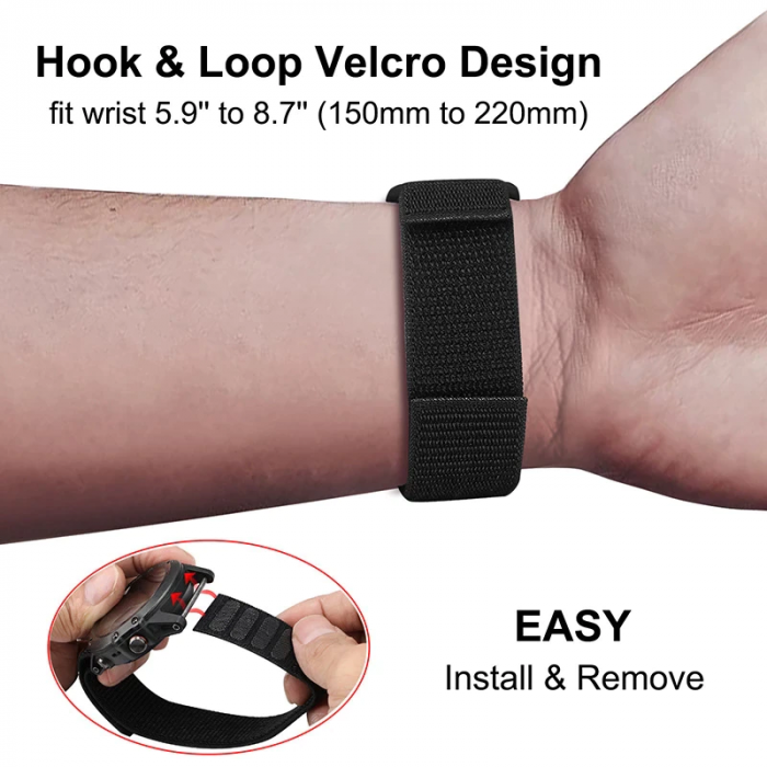 Bratara Quick Release 22mm din material textil cu arici pentru smartwatch Garmin Fenix 5, Fenix 6, Fenix 7, Fenix 6 Pro, Fenix 6 Pro Sapphire Edition, Forerunner 935, Forerunner 945, Negru [5]