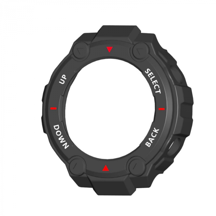 Carcasa de protectie din silicon rigid compatibila Amazfit T-REX , protectie smartwatch , Negru Rosu [3]