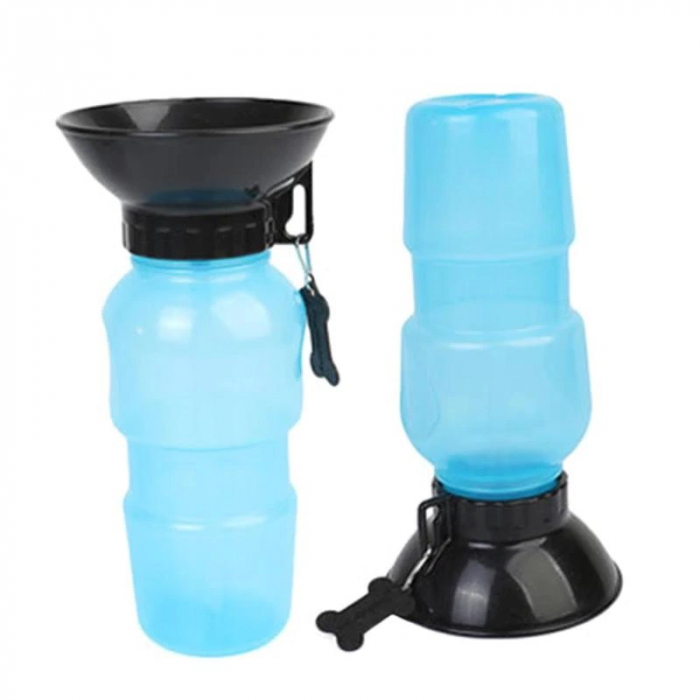 Sticla cu Castron de apa portabil pentru caini pisici, animale de companie, Albastru, 500 ml [3]