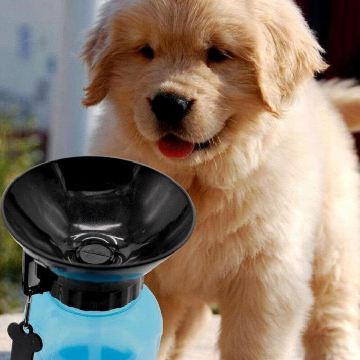 Sticla cu Castron de apa portabil pentru caini pisici, animale de companie, Albastru, 500 ml [7]