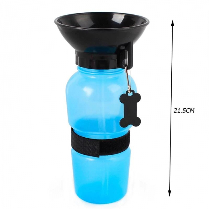Sticla cu Castron de apa portabil pentru caini pisici, animale de companie, Albastru, 500 ml [4]