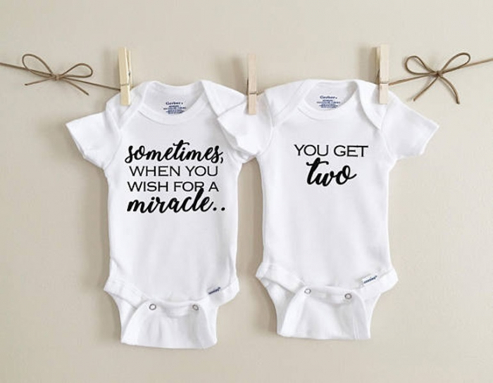 Body pentru Gemeni, 0-3 luni, Nou nascut, Newborn,  Body din Bumbac, Alb, 2 bucati [1]
