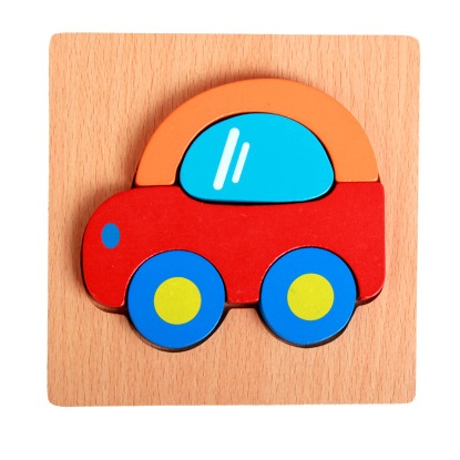 Joc educativ puzzle din lemn, Montessori 3D, Masina, 18 luni+ [1]