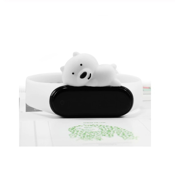 Bratara de schimb din silicon, pentru Xiaomi Mi Band 3 / 4, Urs Alb [2]