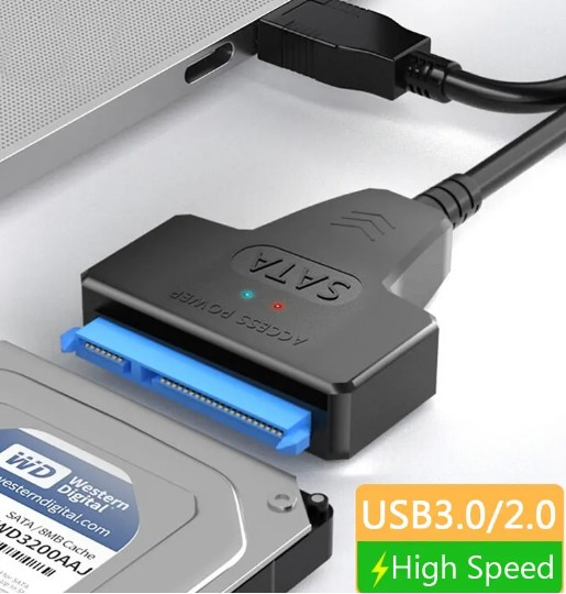 Adaptor USB 3.0 la SATA pentru HDD/SSD extern de 2,5 inch, adaptor cu 22 de pini, cablu SATA la USB 3.0, 20cm, Plug and play, Negru [5]