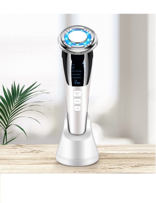 Aparat Facial 5 în 1 PHN Mag™ Profesional – Lifting, Anti-Rid, EMS, Mezoterapie, LED Roșu & Albastru, Masaj Facial, Curățare Pori, USB - Alb [5]