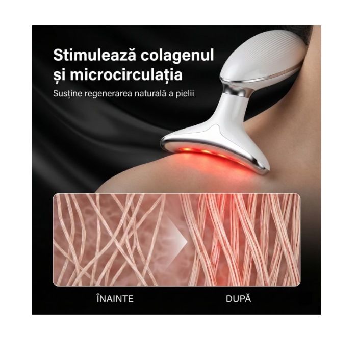 Aparat Lifting Facial și Gât PHN Mag™, EMS + LED 7 Culori, Masaj Anti-Rid, Încălzire 45°C, Reducere Riduri, Îmbunătățire Elasticitate Piele, Alb [13]