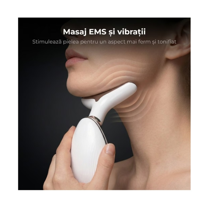 Aparat Lifting Facial și Gât PHN Mag™, EMS + LED 7 Culori, Masaj Anti-Rid, Încălzire 45°C, Reducere Riduri, Îmbunătățire Elasticitate Piele, Alb [9]