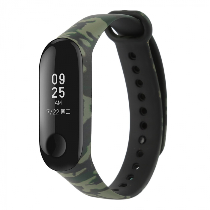 Bratara de schimb din silicon, pentru Xiaomi Mi Band 3 / 4, Green Army [1]