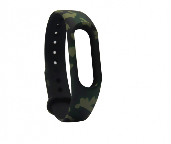 Bratara de schimb din silicon, pentru Xiaomi Mi Band 3 / 4, Green Army [3]