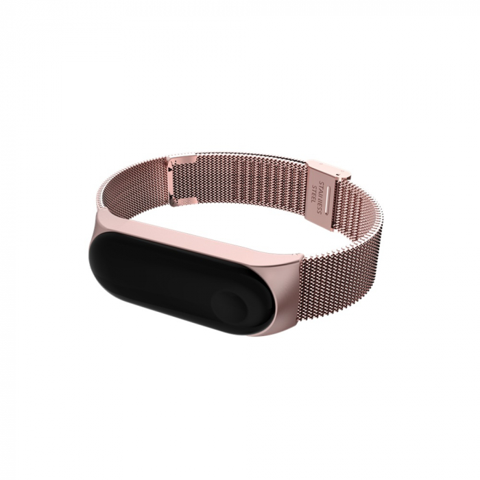 Bratara de schimb din otel inoxidabil, pentru Xiaomi Mi Band 3/4, Inchidere de ceas, Roz [3]