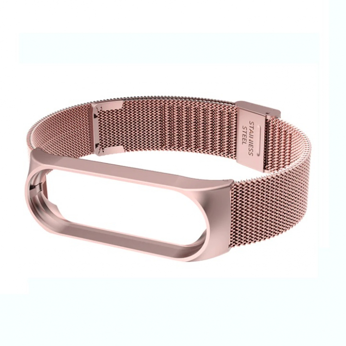 Bratara de schimb din otel inoxidabil, pentru Xiaomi Mi Band 3/4, Inchidere de ceas, Roz [2]
