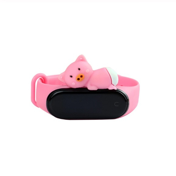Bratara de schimb din silicon, pentru Xiaomi Mi Band 3 / 4, Porc Roz [6]