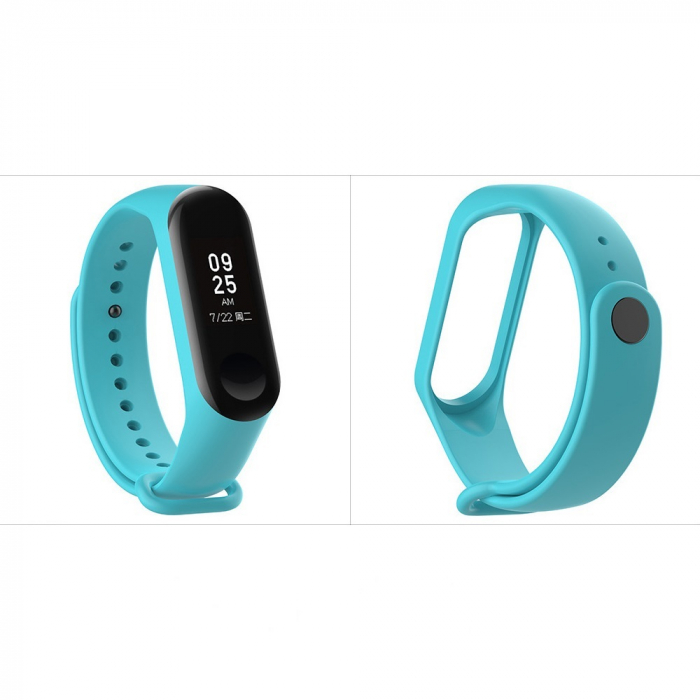 Bratara de schimb din silicon, pentru Xiaomi Mi Band 3 / Mi Band 4, Albastru deschis / Teal Blue [3]