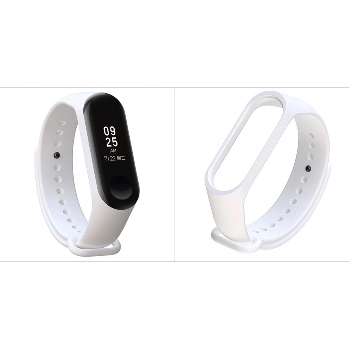 Bratara de schimb din silicon, pentru Xiaomi Mi Band 3 / Mi Band 4, Alb [3]