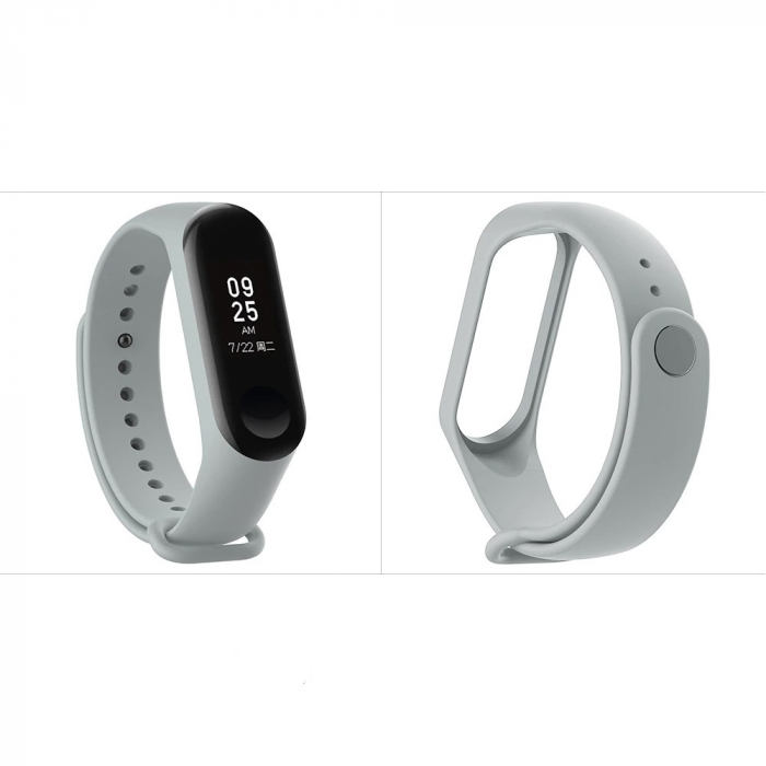 Bratara de schimb din silicon, pentru Xiaomi Mi Band 3 / Mi Band 4, Gri [4]