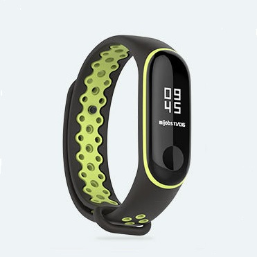 Bratara de schimb din silicon, pentru Xiaomi Mi Band 3 / Mi Band 4, Negru Verde [2]