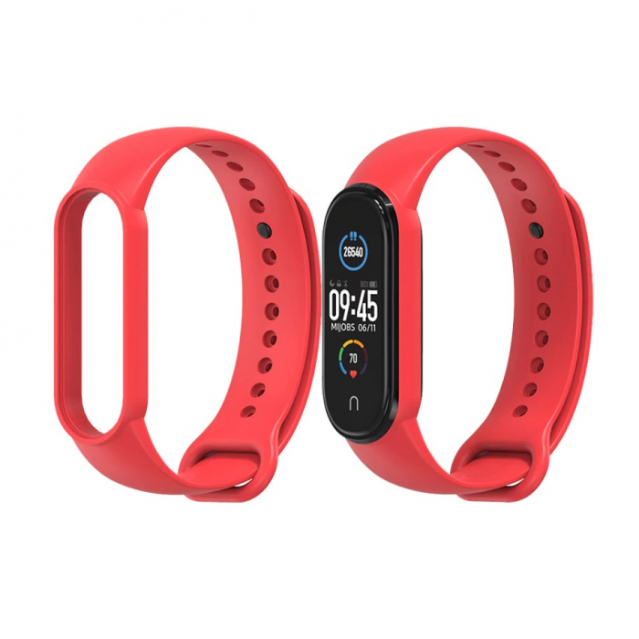 Bratara de schimb din silicon, pentru Xiaomi Mi Band 5 / Mi Band 6, Rosu [2]