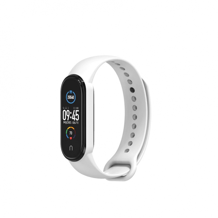 Bratara de schimb din silicon, pentru Xiaomi Mi Band 5 / Mi Band 6, Alb [3]